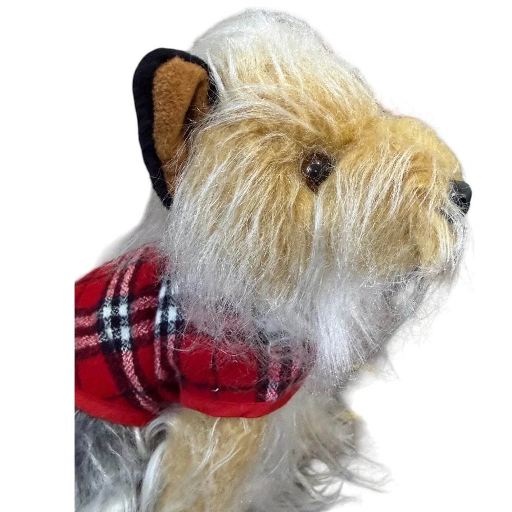 Russ Plush Yorkie Dog Realistic‎ Stuffed Animal Long Hair Terrier Puppy Red Coat